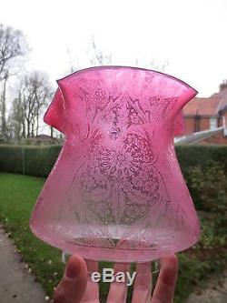 Victorian Oil Lamp Complete With Original Cranberry Glass Oil Lamp Shade