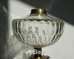 Victorian Oil Lamp Font 18cm 180mm Deep Cut Glass 38mm Collar 22mm Undermount