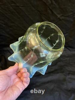 Victorian Oil Lamp Shade Vaseline Uranium Glass 4 Inch Base Hole