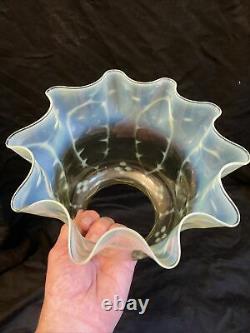Victorian Oil Lamp Shade Vaseline Uranium Glass 4 Inch Base Hole