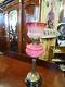 Victorian Oil Lamp With Cranberry Gas Lamp Shade