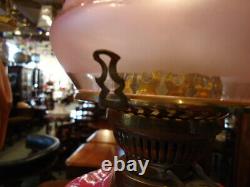 Victorian Oil Lamp With Cranberry Gas Lamp Shade