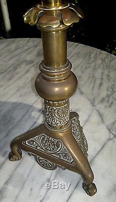 Victorian Oil Lamp Wright & Butler Duplex BirminghamPink Glass Font28.25Tall
