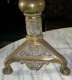 Victorian Oil Lamp Wright & Butler Duplex BirminghamPink Glass Font28.25Tall