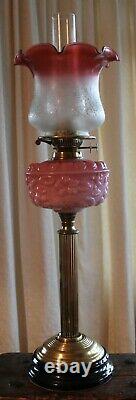 Victorian Oil Lamp with Glass Font Embossed with Pretty Floral & Foliage Design