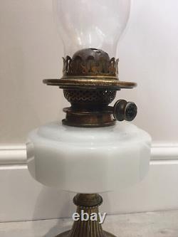 Victorian Oil Lamp with an Opal Font & a Hinks / Duplex Burner UNTESTED