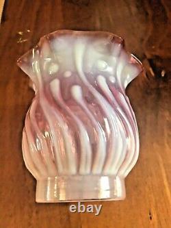 Victorian Opalescent Uranium Glass Oil Lamp Light Shade vaseline English
