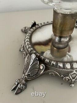 Victorian Osler glass oil lamp silver plate Hoof Feet hinks and messenger