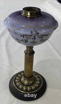 Victorian Painted Glass Oil Lamp Font and base