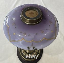 Victorian Painted Glass Oil Lamp Font and base