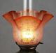 Victorian Peach Crystal Etched Duplex Kerosene Paraffin Oil Lamp Tulip Shade