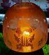 Victorian Peach/Orange Etched Glass Beehive Oil Lamp Shade, Daffodil, Perfect