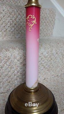 Victorian Pink Column Oil Lamp