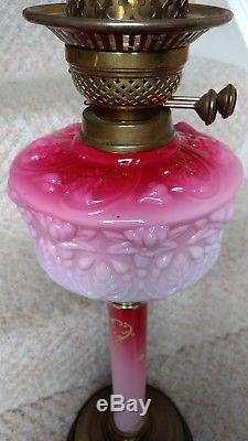 Victorian Pink Column Oil Lamp