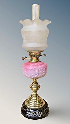 Victorian Pink Glass Oil Lamp