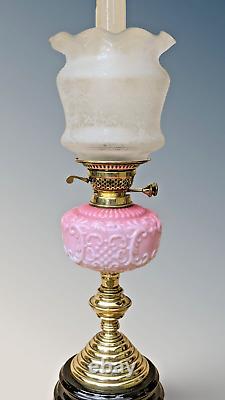 Victorian Pink Glass Oil Lamp