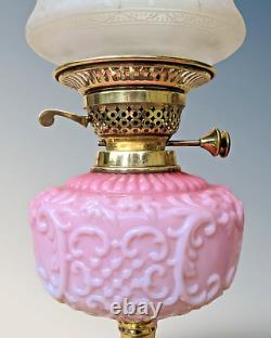 Victorian Pink Glass Oil Lamp