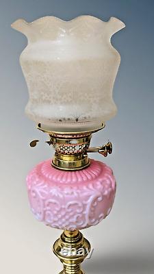 Victorian Pink Glass Oil Lamp