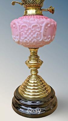 Victorian Pink Glass Oil Lamp