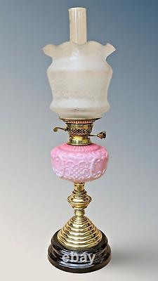 Victorian Pink Glass Oil Lamp