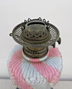 Victorian Pink and White Table Oil Lamp with Bowl and Funnel