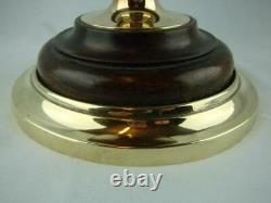 Victorian Polished Oak & Brass Oil Lamp Base, Drop In Font, Duplex Burner + Wick