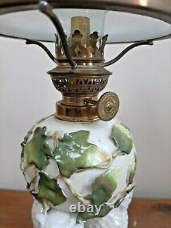 Victorian Porcelain 3 Owls Nursery Oil Lamp French Gaudard Burner