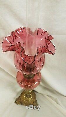 Victorian Ruby Glass Peg Oil Lamp