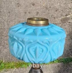 Victorian Sky Blue Molded Cased Glass Oil Lamp Font