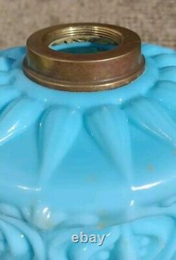 Victorian Sky Blue Molded Cased Glass Oil Lamp Font