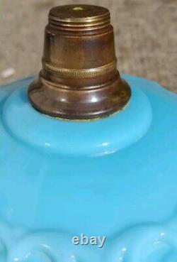 Victorian Sky Blue Molded Cased Glass Oil Lamp Font