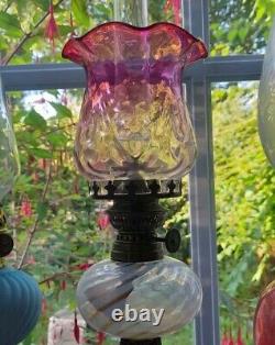 Victorian Small Cranberry/Ruby/Rose Patterned Oil Lamp Shade