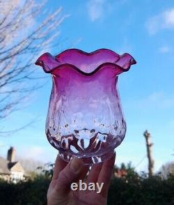 Victorian Small Cranberry/Ruby/Rose Patterned Oil Lamp Shade