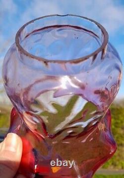 Victorian Small Cranberry/Ruby/Rose Patterned Oil Lamp Shade