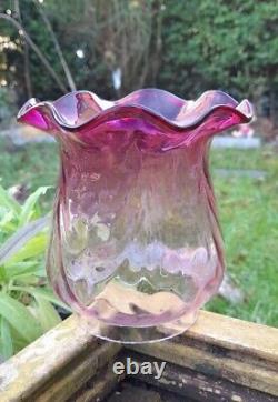 Victorian Small Cranberry/Ruby/Rose Patterned Oil Lamp Shade