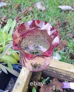 Victorian Small Cranberry/Ruby/Rose Patterned Oil Lamp Shade