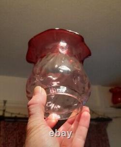 Victorian Small Cranberry/Ruby/Rose Patterned Oil Lamp Shade