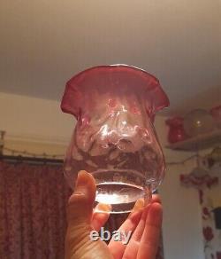 Victorian Small Cranberry/Ruby/Rose Patterned Oil Lamp Shade