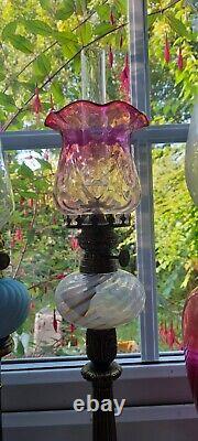 Victorian Small Cranberry/Ruby/Rose Patterned Oil Lamp Shade