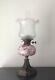 Victorian Steel and Marbled Glass Oil Lamp (working order) COLLECTION ONLY