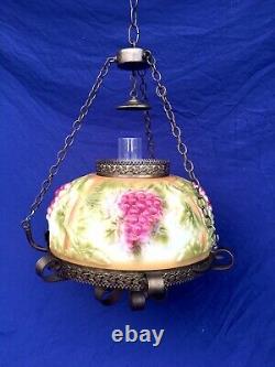 Victorian Style Hanging Lamp Dillard M Smith Raised Grapes 14 Same As Oil Types