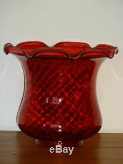 Victorian Style Ruby Swirl Glass Tulip Oil Lamp Shade