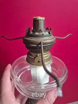 Victorian Tall Brass/Glass/cast iron Oil Lamp with Glass Tank, Vintage