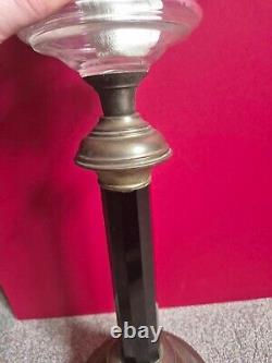 Victorian Tall Brass/Glass/cast iron Oil Lamp with Glass Tank, Vintage