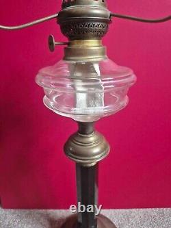 Victorian Tall Brass/Glass/cast iron Oil Lamp with Glass Tank, Vintage