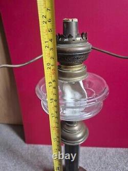 Victorian Tall Brass/Glass/cast iron Oil Lamp with Glass Tank, Vintage