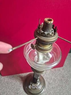 Victorian Tall Brass/Glass/cast iron Oil Lamp with Glass Tank, Vintage