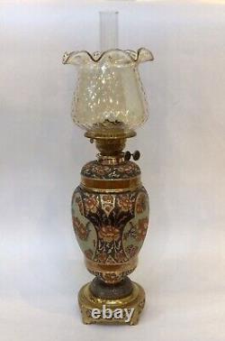 Victorian Taylor Tunnicliffe Imari Oil Lamp Hinks Messenger Burner LARGE