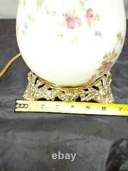 Victorian Three 3 Tier Banquet Oil Lamp Hand Stenciled GWTW Roses Daisies