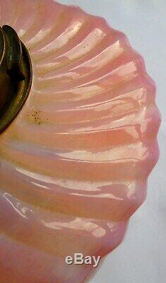 Victorian Vaseline Opalescent Glass Quality Oil Lamp Reservoir. Messenger Collar